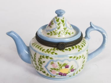 Darice Porcelain Floral Teapot Trinket Box