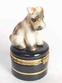 Vintage Porcelain Dog Trinket Box