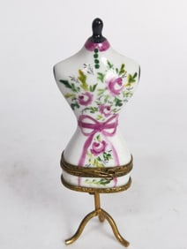 Vintage Limoges France Peint Main Floral Dressmake