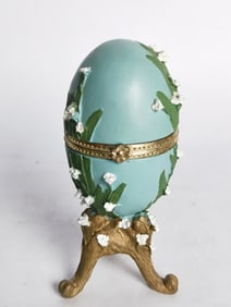 Vintage Faberge Style Resin Egg Trinket Box