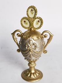 Vintage Faberge Style Rhinestone Egg with Photo Fr