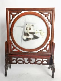 Chinese Panda Embroidery Table Screen