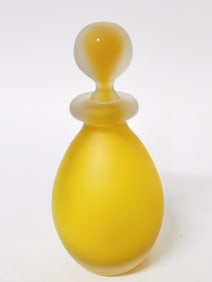 Vintage Murano Italy MCM Frosted Yellow Glass Perf