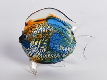 Vintage Murano Italy Multicolor Glitter Glass Fish