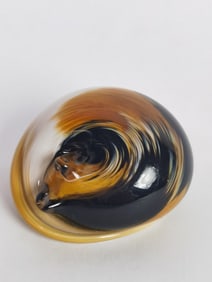 2006 Signed Nunwell Sleeping Cat Art Glass Paperwe