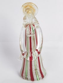 Vintage Murano Italy Colored Stripes Glitter Glass