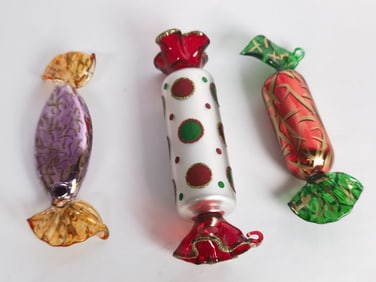 (3) Vintage Gilt Art Glass Candies