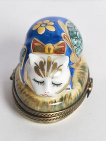 Vintage Limoges France Peint Main Chamart Cat Trin