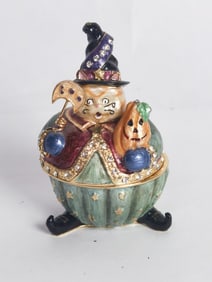 Vintage Rhinestone Enamel over Metal Clown Trinket