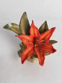 Vintage Georgian Porcelain Red Flower Figurine
