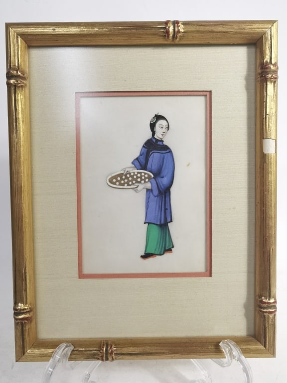 Antique Chinese Watercolor Painting on Rice Paper: Antique Chinese Watercolor Painting on Rice Paper, 7.75in by 9.75in