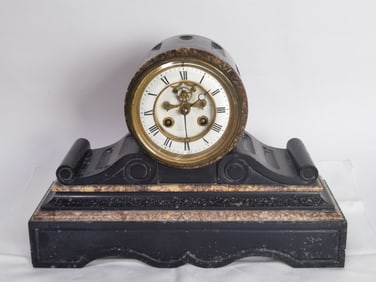 Mid- 19th C. French Slate & Marble Mantle Clock