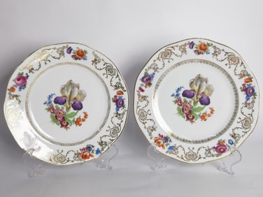Pr. of Vintage EP Phila Czech Porcelain Floral Pla