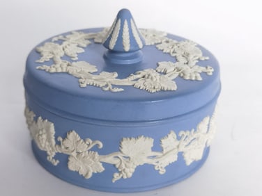 Vintage Wedgwood Blue Jasperware Covered Bowl