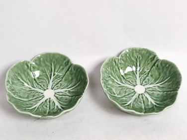 Pr. of Vintage Bordallo Pinheiro Porcelain Cabbage
