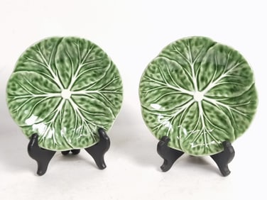 Pr. of Vintage Bordallo Pinheiro Porcelain Cabbage