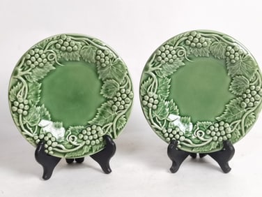 Pr. of Vintage Bordallo Pinheiro Porcelain Grape V