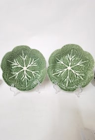 Pr. of Vintage Bordallo Pinheiro Porcelain Cabbage