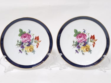 Pr. of Vintage JKW West Germany Porcelain Floral P