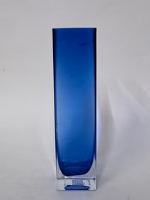 Cobalt Blue Glass Square Vase