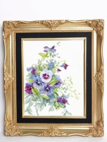 Vintage Hand Painted Porcelain Plaque, Signed Pat