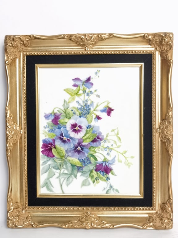 Vintage Hand Painted Porcelain Plaque, Signed Pat (1 of 6)