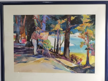 Vintage Landscape Watercolor Painting, Signed Glen