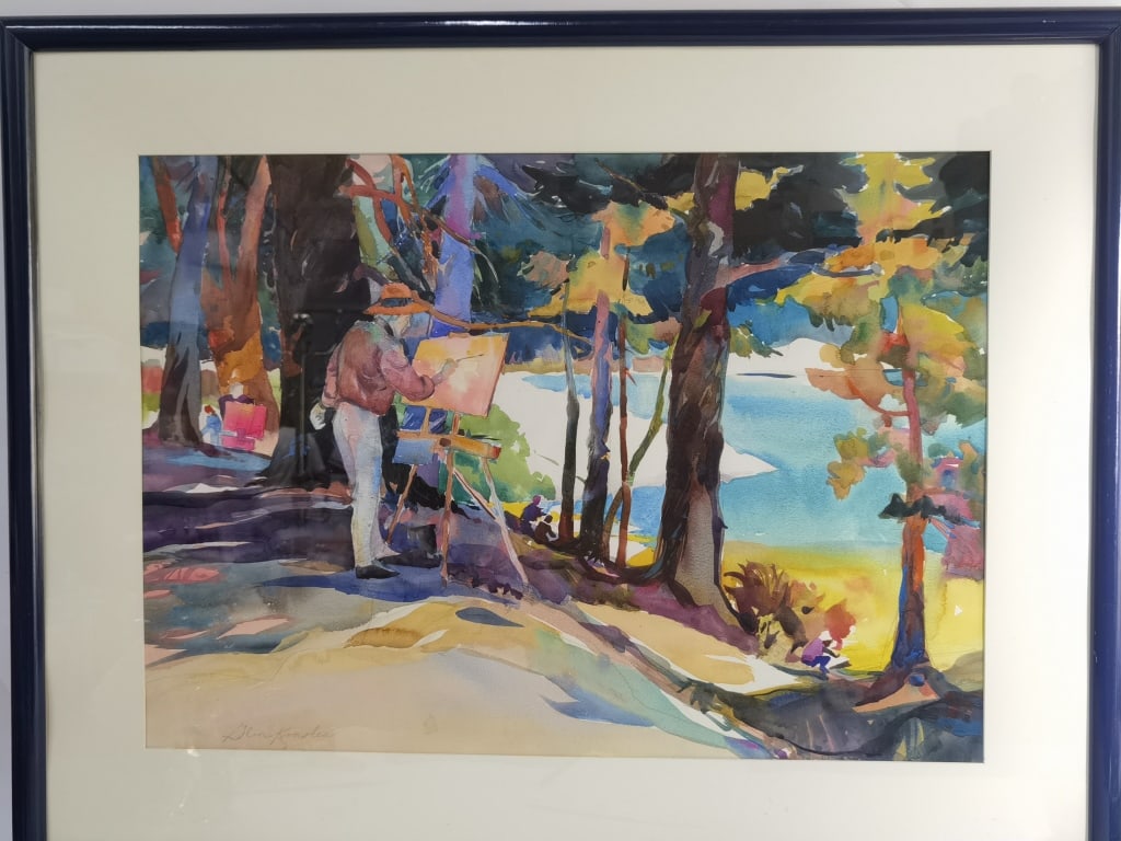 Vintage Landscape Watercolor Painting, Signed Glen (1 of 7)