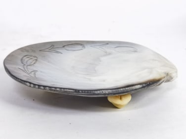 Vintage Three-Foot Shell Carved Plate