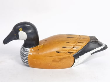 Vintage "Oak and Brass" Wood Carved Duck Decoy