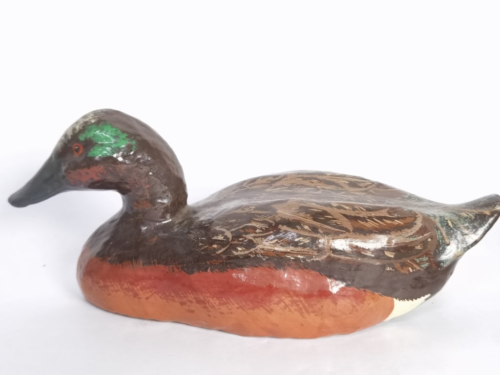 Vintage Hand Painted Hardwood Duck Decoy: Vintage Hand Painted Hardwood Duck Decoy, 5in by 12in