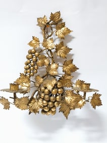 Italian Gilt Bronze Grape Leaves Wall Sconce
