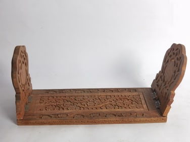 Vintage Wood Carved Folding Expandable Book Shelf