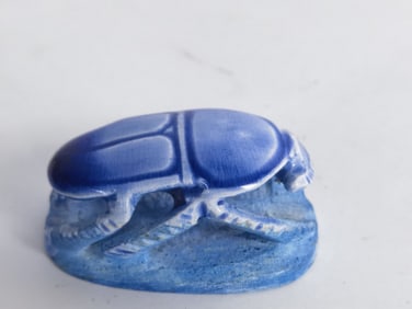 Egyptian Blue Glaze Pottery Scarab Bettle