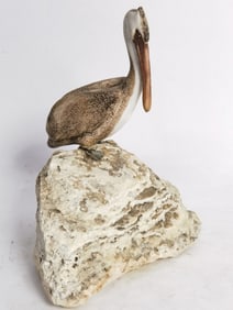 Vintage Porcelain Pelican Figurine Standing on Sto