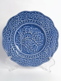 Vintage Bordallo Pinheiro Porcelain Blue Flower Pl