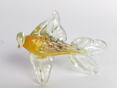 Vintage Murano Italy Yellow Art Glass Fish