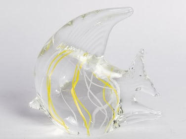 Vintage Murano Italy Yellow/Clear Art Glass Fish