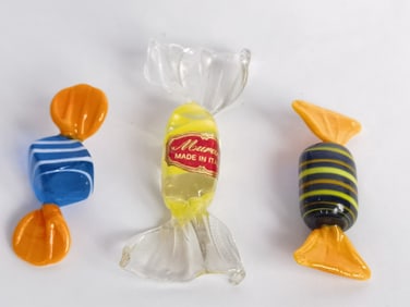 (3) Vintage Muran Italy Art Glass Candies