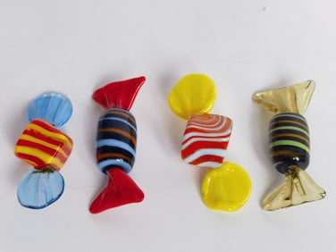 (4) Vintage Muran Italy Art Glass Candies