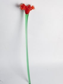 Vintage Muran Italy Art Glass Red Flower