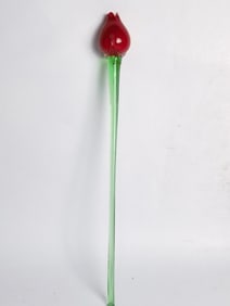 Vintage Murano Italy Art Glass Red Rose