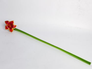 Vintage Murano Italy Art Glass Orange Flower