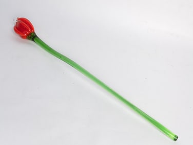 Vintage Murano Italy Art Glass Red Tulip