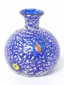 Vintage Murano Italy Millefiori Glitter Blue Glass