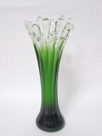 Vintage Murano Italy Emerald Glass Vase