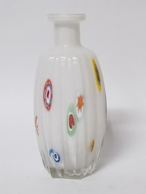 Vintage Murano Italy Millefiori Milk Glass Vase