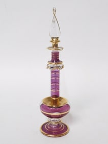 Vintage Egyptian Gilt Amethyst Glass Perfume Bottl