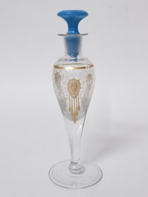 Vintage Gilt Clear Glass Perfume Bottle with Opali