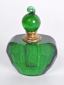 Vintage Emerald Green Glass Perfume Bottle